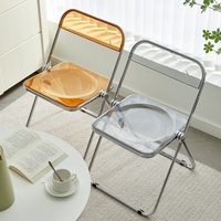 Chaise pliante en acier transparent pour usage domestique, style célébrité d'Internet, design simple, chaise pour salon de thé, magasin de vêtements