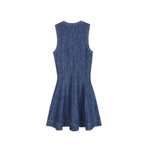 <span class=keywords><strong>Abito</strong></span> Mini in Maglia <span class=keywords><strong>Blu</strong></span> Elegante di Alta Qualità, Senza Maniche, <span class=keywords><strong>Doppiopetto</strong></span>, con Scollo a V Profondo, Modellante, Linea ad A, per Donna - Product Image 2