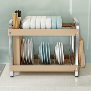 2 niveaux Noir En Métal <span class=keywords><strong>Étagère</strong></span>s de Stockage De Cuisine Panier Organisateur <span class=keywords><strong>Sur</strong></span> Évier Plat Séchage Grille - Product Image 3