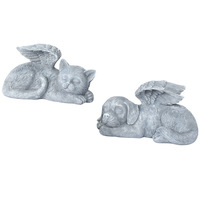 Résine ange chien Statue décor à la maison mémorial ange animal Statue petit ange ailes chat endormi Sculpture jardin pierre tombale ornement