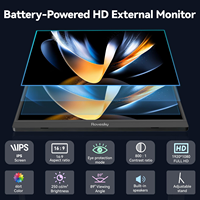 R&E Monitor Eksternal Lipat 15.6 Inch FHD IPS Berkualitas Tinggi, 1 Kabel Plug and Play, Multi Layar, Nirkabel, untuk Perjalanan