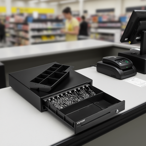 Cajón de Caja Registradora Vevor de 16 Pulgadas, Sistema POS de 12V, 5 Compartimentos para Billetes, 8 para Monedas, Compartimento de Monedas Extraíble, 2 Llaves, Cable RJ11 RJ12 - Product Image 2