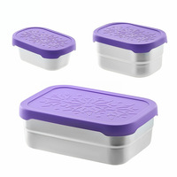 Récipient de cuisine rectangulaire en acier inoxydable de 230 ml avec couvercle en silicone de qualité alimentaire anti-fuite pour la conservation des sauces