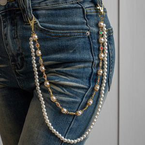 <span class=keywords><strong>Catena</strong></span> <span class=keywords><strong>per</strong></span> <span class=keywords><strong>Pantaloni</strong></span> Stile Punk Hip-hop a Doppio Strato con Perle e Piccoli Fiori Colorati, Accessorio <span class=keywords><strong>per</strong></span> Jeans/<span class=keywords><strong>Pantaloni</strong></span>, <span class=keywords><strong>Catena</strong></span> da Vita <span class=keywords><strong>per</strong></span> Uomo/Donna - Product Image 1