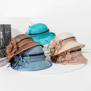 قبعة صيفية أنيقة جديدة للنساء لعام <span class=keywords><strong>2026</strong></span> بتصميم أوروبي وأمريكي مع زهور، مصنوعة من السيناماي 100٪، قبعات رسمية للسيدات للكنيسة - Product Image 4