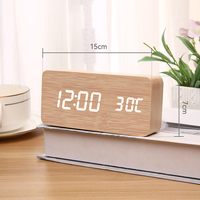 Relojes de escritorio de madera de temperatura de promoción, reloj despertador Digital de madera pequeño, reloj Digital Led sin Material de fecha de haya