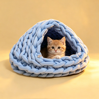 Lit pour chat de haute qualité en gros d'usine, doux, confortable et chaud, tissé à la main en coton, lit-caverne pour animaux de compagnie