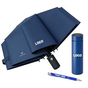 Nouveau parapluie avec logo personnalisé, double couche, poignée en forme de C, design inversé, parapluie pliable inversé pour la pluie - Product Image 1