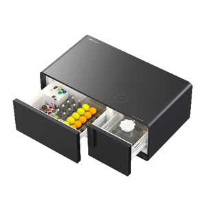 Réfrigérateur style de vie intelligent 90L double tiroirs chargement sans fil table basse verre trempé mini réfrigérateur - Product Image 3