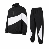 Ensemble de survêtement homme bicolore personnalisé, veste coupe-vent 1/4 zip et pantalon de jogging, vêtements de sport, streetwear, extérieur, sur mesure, OEM, ODM, usine