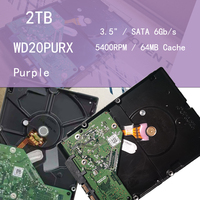Disque dur interne WD20PURX 2 To, 5400 tr/min, cache 64 Mo, SATA 6 Gbit/s, 3,5 pouces, pour systèmes de surveillance 24/7 et systèmes de vidéosurveillance