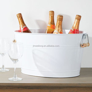 17L Ice Tub bán buôn tùy chỉnh Ice Bucket bin mạ kẽm kim loại xô xách tay Đảng uống Máy làm lạnh với gỗ xử lý - Product Image 3