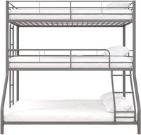 Lit superposé en métal noir au design moderne et réglable, idéal pour l'hôtellerie et les chambres à coucher