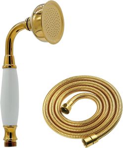 Set Doccia Moderno a Forma di Telefono <span class=keywords><strong>con</strong></span> Soffione Rotondo e Doccetta, <span class=keywords><strong>Tubo</strong></span> <span class=keywords><strong>Flessibile</strong></span> da 150 cm Senza Supporto, Finitura Cromata - Product Image 2