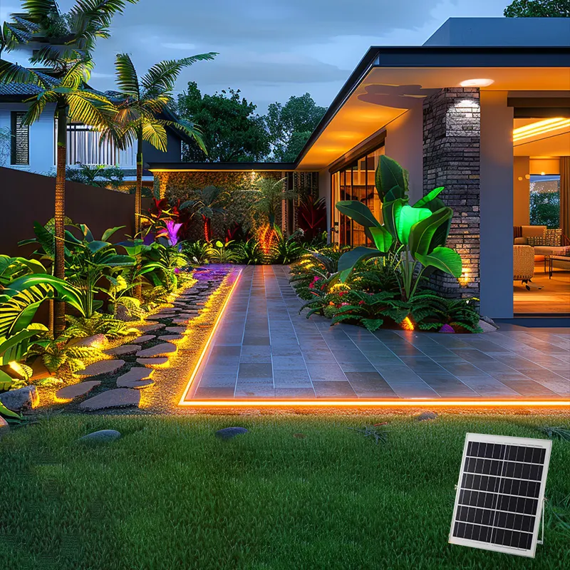Năng lượng mặt trời LED vành đai Đèn trang trí IP65 không thấm nước vườn Pathway linh hoạt mềm dải ánh sáng