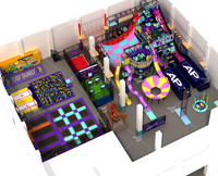 Parc d'aventure intérieur pour enfants Pokiddo Custom 1500 m², coloré et thématique, aire de jeux souple, parcours de cordes, usage commercial 350