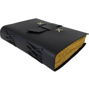 Diario de cuero genuino hecho a mano con tapa dura, papel sin ácido, encuadernación cosida a mano, más de 400 páginas, cuaderno de viaje con borde deshilachado estilo antiguo - Product Image 1