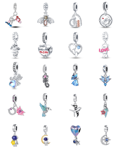 Colgante Luminoso de Delfín, <span class=keywords><strong>Tortuga</strong></span> y Cangrejo del Océano con Zirconia en Forma de Corazón, Accesorio Unisex para Pulsera DIY, Bañado en Plata - Product Image 1