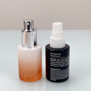 ขวดแก้วทรงแบนไหล่ตรงขนาด 30 มล. สีดำด้าน พิมพ์โลโก้ด้วยเทคนิคซิลค์สกรีน สำหรับบรรจุภัณฑ์ผลิตภัณฑ์ดูแลผิว - Product Image 1