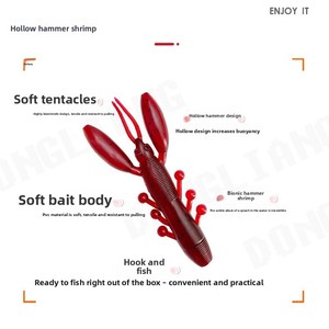 Leurre souple en PVC LOVITA Réaliste en forme de crevette 6g/8cm pour montage Texas, appât artificiel sans hameçons pour achigan et poisson mandarin - Product Image 3