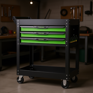 Fasano Tool Cart 3 <b>Drawer</b> Green Metal Rolling Storage Organizer for Garage <b>Workshop</b> - Product Image 3