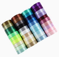 Ruban en satin de polyester tissé à la main de 2 cm, en rouleau, vente en gros, pour emballage cadeau, boîte, décoration florale, pâtisserie, anniversaire, fête