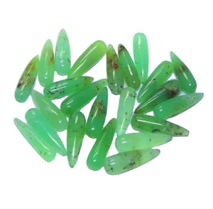 Match Pair Demi-Percé Naturel Australien Chrysoprase Cabochon Gouttes Gemme - Product Image 1