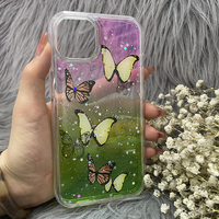 Étui de téléphone de luxe antichoc et étanche en PC+TPU avec porte-cartes et impression papillon électroplaqué pour iPhone 15/16 Pro Max