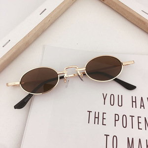 Lunettes de soleil ovales Qianai, monture métallique UV400, unisexe, tendance, type 3, verres AC, couleur or - Product Image 3