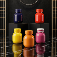 Bouteilles de pilules en plastique avec bouchon détachable en forme d'ampoule, personnalisables avec logo, colorées, pour compléments alimentaires pour animaux de compagnie