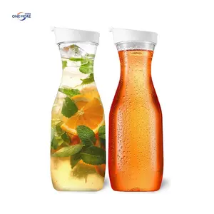 50oz 1.5L Plastic Jars With Seal Lids Food Grade Plastic Iced Fruit Tea Milk Water Jug For Fridge Storage