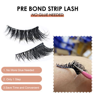 <span class=keywords><strong>Cils</strong></span> <span class=keywords><strong>Faux</strong></span> Invisibles Transparentes Sans Colle Nécessaire Pack de 3 Paires Marque Privée Naturels Pré-collés Autocollants Vente en Gros - Product Image 4