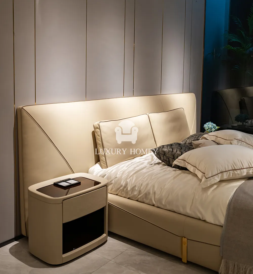 इतालवी हाई-एंड लक्जरी आधुनिक डिजाइनर फैशन क्वीन साइज बेडरूम फर्नीचर सेट लक्जरी बेडरूम सेट