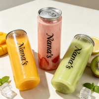 Boîtes en plastique PET jetables de 330 ml avec logo personnalisé, avec bouchon en plastique, couvercle en aluminium à ouverture facile, conçues pour les boissons énergisantes et les sodas