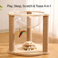 Tempat Tidur Kucing Kapsul Luar Angkasa Terintegrasi dengan Tiang Garuk Sisal, Meja Putar Kucing, dan Pohon Kucing