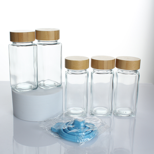 थोक रसोई मसाला जार सेट 120 मिलीलीटर मसाला जार सेट बांस के ढक्कन के साथ ग्लास जार सेट - Product Image 2