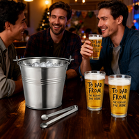 Vente en gros de mugs à bière classiques en verre givré de 700 ml avec pinces et seau, grand ensemble de verres à bière personnalisés avec logo