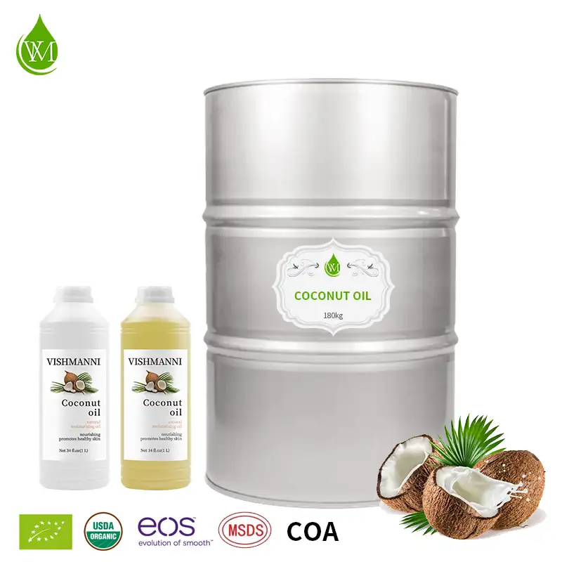 Óleo de coco pressionado frio para cuidados corporais, óleo de coco virgem em massa