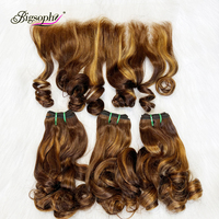 Lots de mèches de cheveux humains avec closure, boucles rebondissantes, blond miel, P4/30, lots bruts et frontaux, fournisseurs