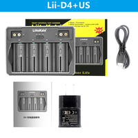 Chargeur de batterie LiitoKala Lii-D4 21700 pour 18650 18350 26650 16340 RCR123 14500 3.7v 1.2V Ni-MH/Cd, AA AAA SC D C