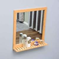 Miroir mural en verre avec cadre en bambou de style moderne, design minimaliste écologique pour chambre à coucher, salle à manger, couloir, décoration intérieure, à suspendre