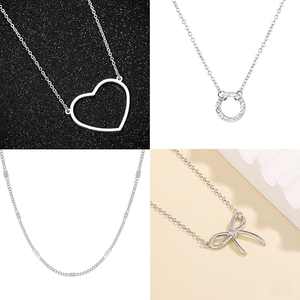 9 Uds collares chapados en plata mujeres amor corazón CZ círculo colgante Simple perla satélite cadena collar conjunto de joyería ajustable - Product Image 4