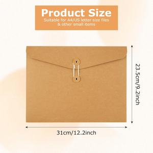 A4 Kraft Paper Envelope <strong>File</strong> Folder <strong>String</strong> Closure Vintage Design Project Pockets 9x12 Inches Made China-Gift Card - Product Image 2