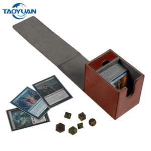 Bandeja con tapa N marrón, nueva textura, 100 + juego de cartas prémium de cuero PU, caja de juego de cartas - Product Image 1