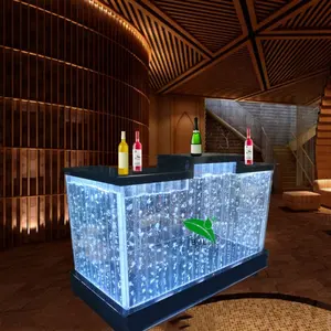 Mobilier bar restaurant personnalisé éclairage LED aquarium danse fontaine d'eau bulle mur bar comptoir table