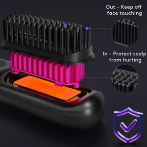 Peigne chauffant sans fil pour cheveux, mini-outils de coiffage pour barbe, brosse lissante rechargeable sans fil pour voyage - Product Image 3
