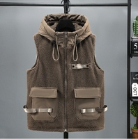 Liu Ming vente chaude produits 2025 hiver hommes décontracté chaud épais gilet veste sans manches laine d'agneau à capuche coupe-vent gilets