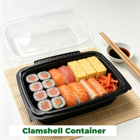 Boîte alimentaire jetable en plastique à charnière, anti-effraction, pour micro-ondes, formats 6, 8, 9 et 10 pouces, pour préparation de repas et plats à emporter