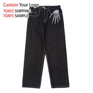 Jeans de Mezclilla Anchos Y2K de Alta Calidad Personalizados, Estilo Hip Hop, Casual, Urbano, Vintage, de Diseñador, Corte Recto, Holgados, para Hombre, Lavados - Product Image 2