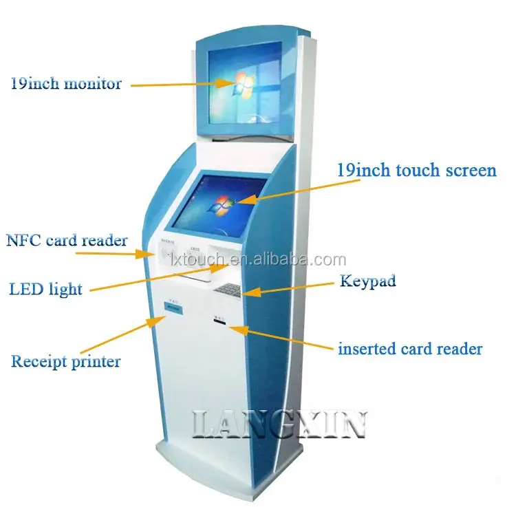 Quiosque interativo de autoatendimento por atacado, quiosque de pagamento com preço baixo, máquina ATM para depósito em dinheiro, moeda e conta